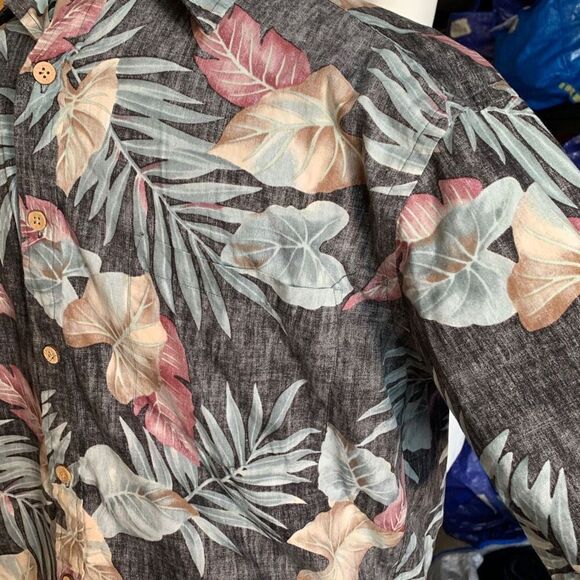 Cooke Street Shirt Short Sleeve Black Tropical Hawaiian Printed Palm Button Up - Picture 5 of 9